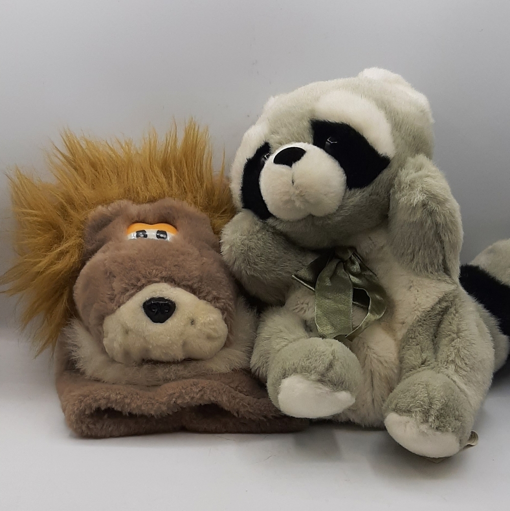 Plush 1991 Lion Terna Nova & Raccoon Animal Alley Golf Head Covers or Puppets